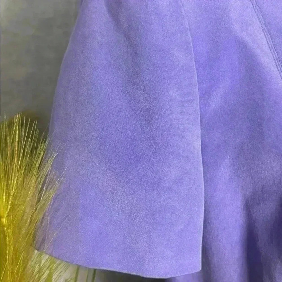 Maggy London 100% Silk Size 10 Purple Classic Jacket Faux Pockets - Picture 3 of 13